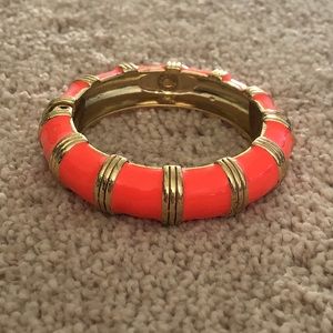J Crew Coral Enamel Costume Bangle Bracelet
